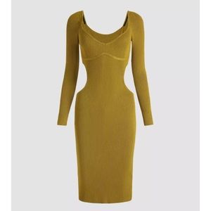 V-Neck Bodycon Knitted Dress